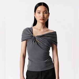 & Other Stories Charcoal Off-Shoulder Top